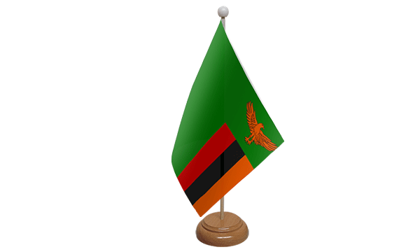 Zambia Small Flag with Wooden Stand
